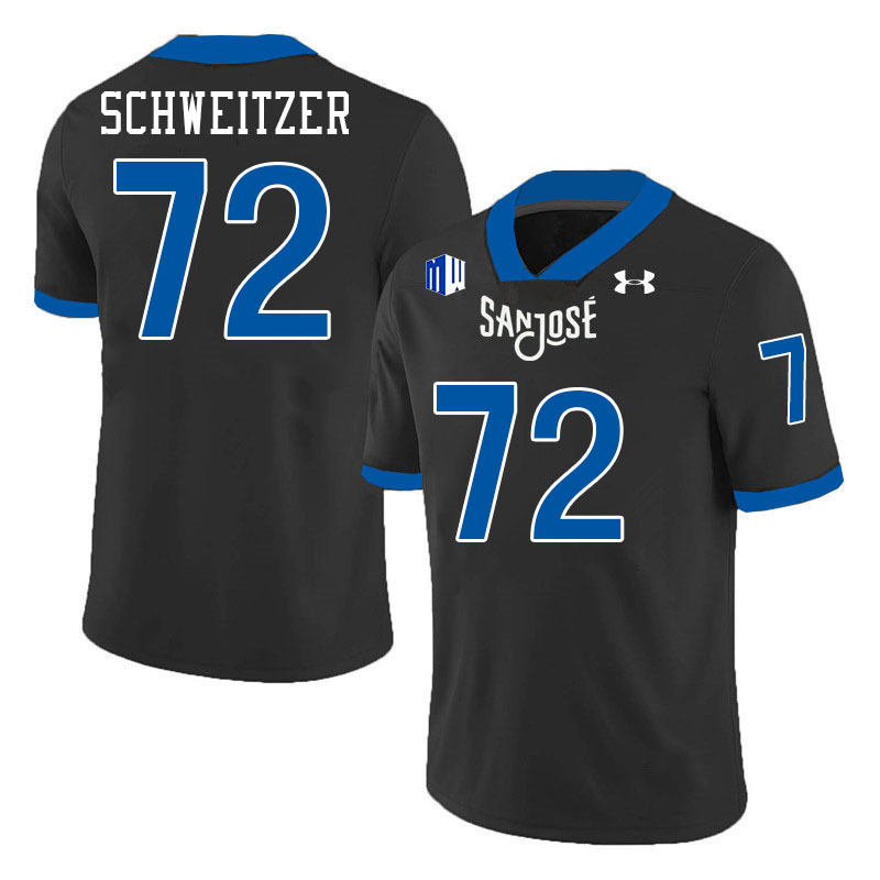 #72 Wes Schweitzer SJSU Jersey,San Jose State Spartans Football Jersey College Uniforms-Black